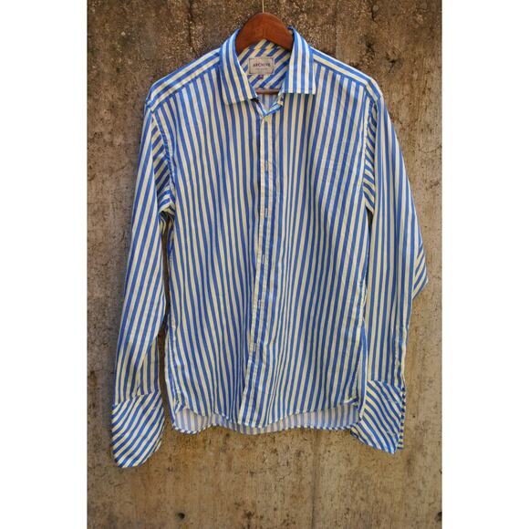 Ted Baker Archive Blue & Yellow Stripe Button-Up Shirt – Size 16 - Picture 1 of 5